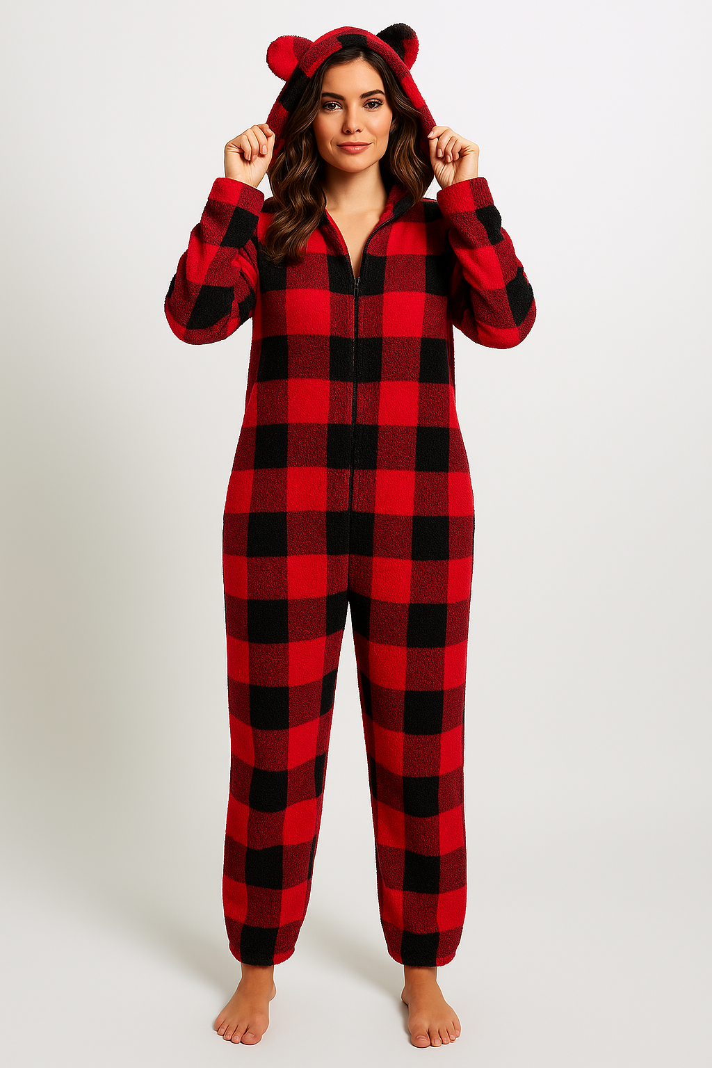 Buffalo Plaid Bear Onesie