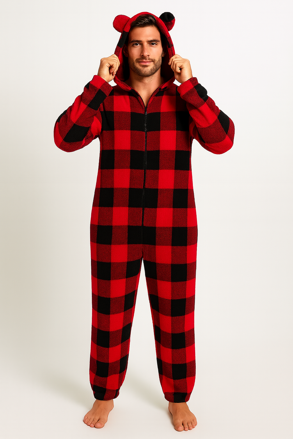 Buffalo Plaid Bear Onesie