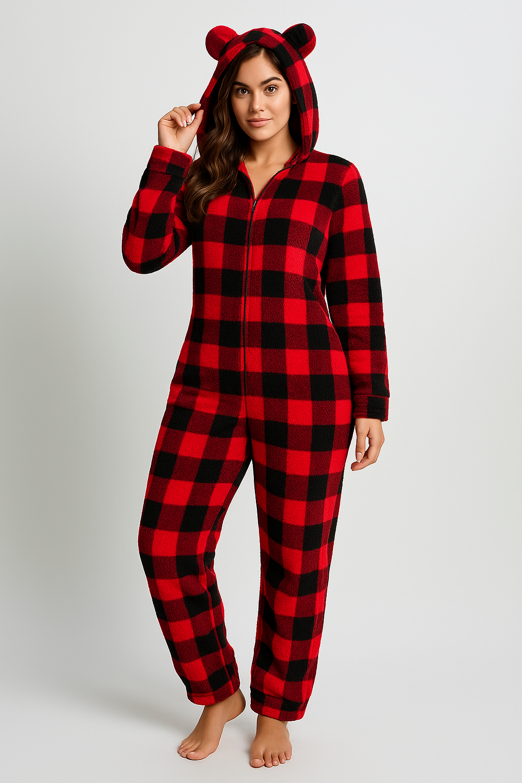 Buffalo Plaid Bear Onesie